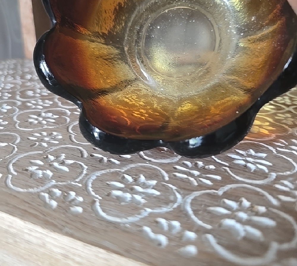 VINTAGE Brown Glass Art Lotus Bowl - Picture 8 of 10